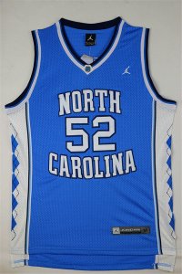 Maillot De Basket NCAA North Carolina University James Ager Worthy 52 Bleu